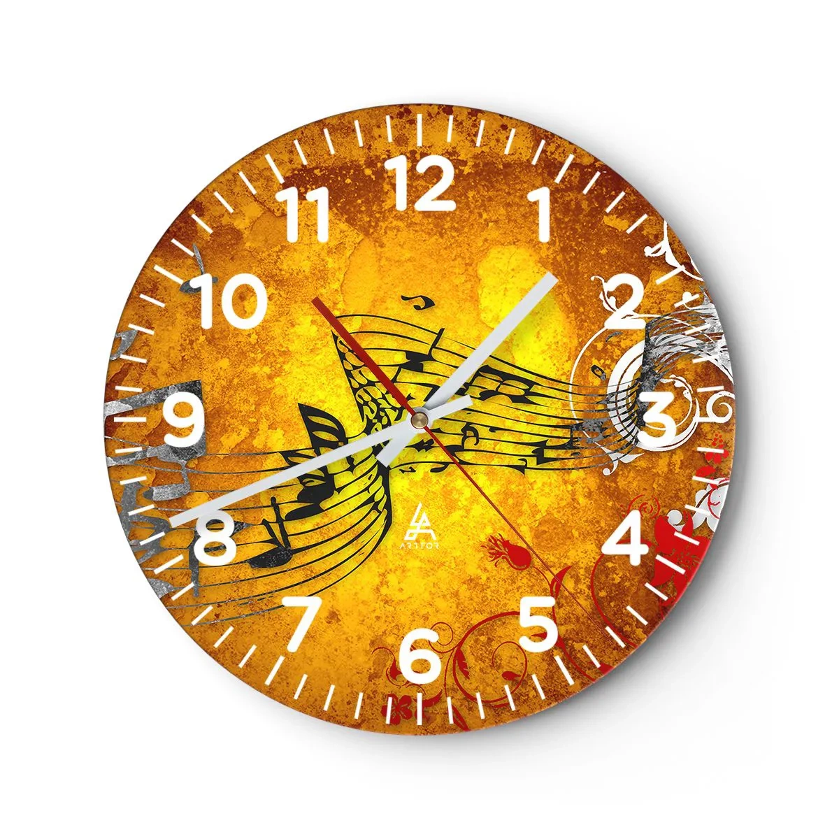 Wall clock - Clock on glass - Let the Music Flow - 40x40 cm