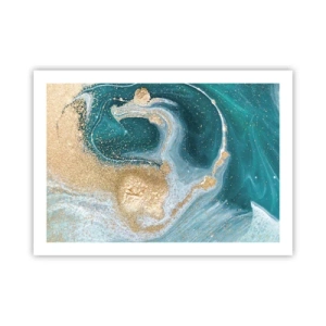 Poster - Swirl of Gold and Turquiose - 70x50 cm