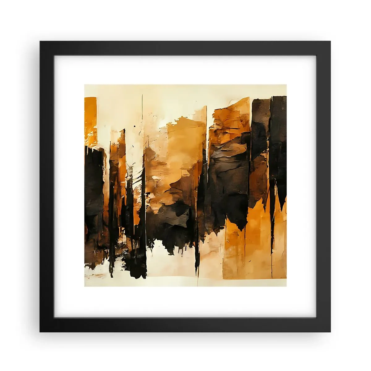 Poster in black frame - Harmony of Black and Gold - 30x30 cm