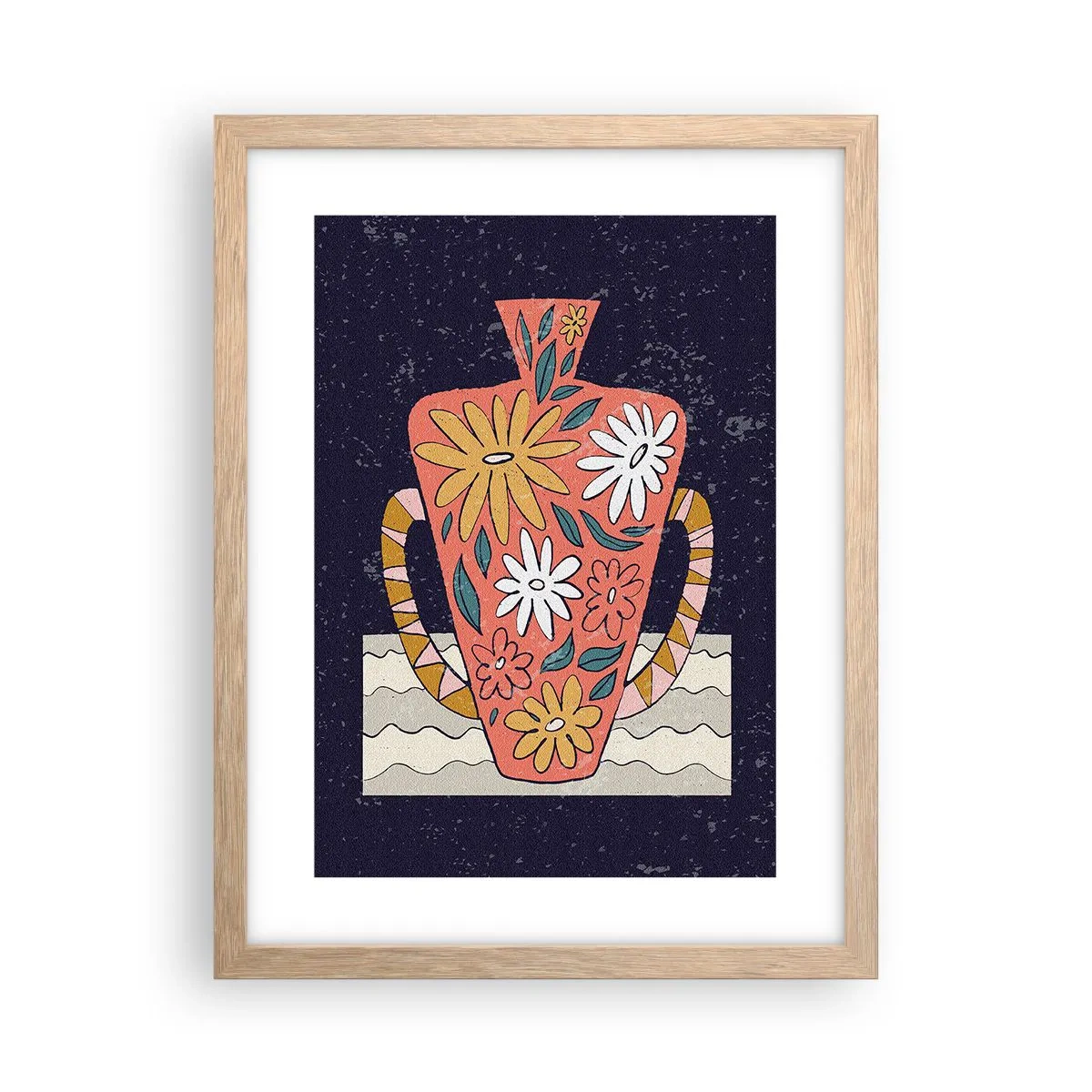 Poster in light oak frame - Painted Vase - 30x40 cm