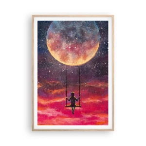 Poster in light oak frame - Swinging in the Clouds - 70x100 cm