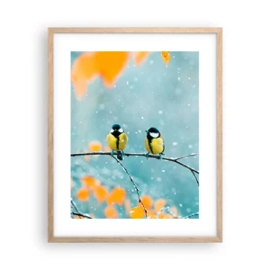 Poster in light oak frame - Birdy Gossip - 40x50 cm