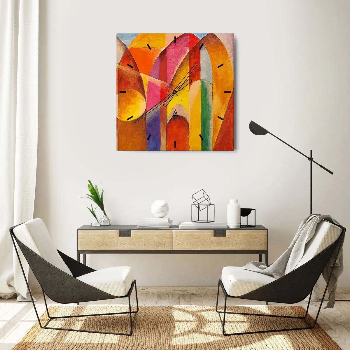 Wall clock - Clock on glass - Cathedral of the Sun - 30x30 cm