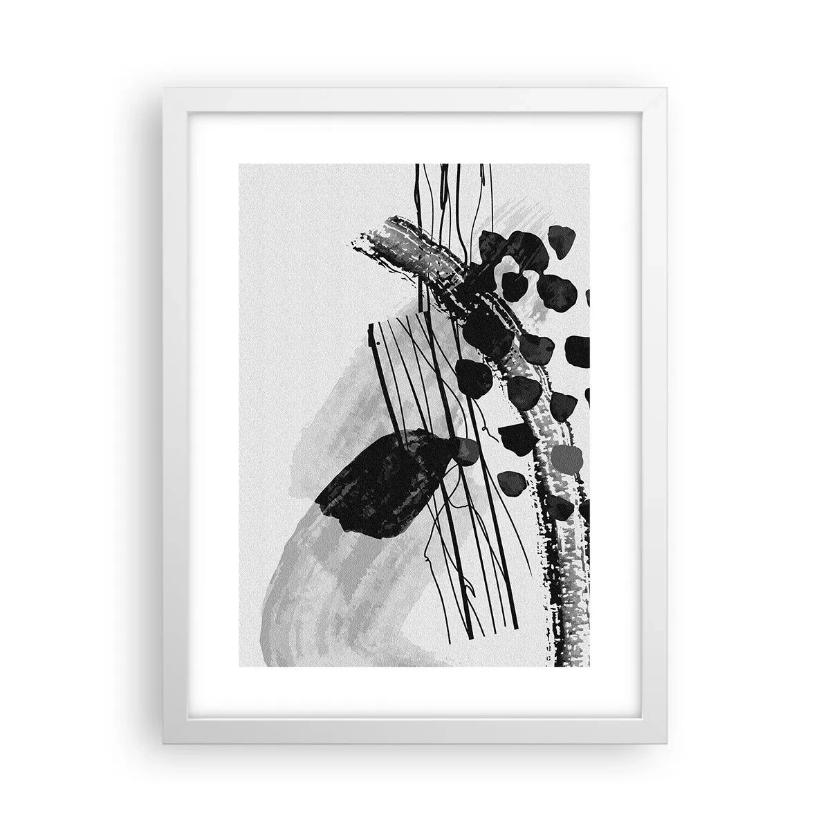 Poster in white frmae - Black and White Organic Abstraction - 30x40 cm