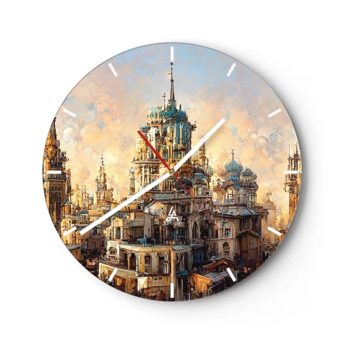 Wall clock - Clock on glass - City of Cities - 40x40 cm