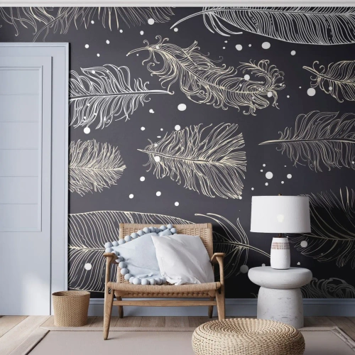 Photo Wallpaper Standard Eco - Feathery Lace - Bird's feather, Graphics, Piece - 400x280 cm