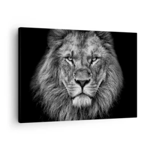 Canvas picture - Portrait of a majestic lion in black and white - 70x50cm - In Coronation Clothes - Modern wall decoration for the living room and bedroom ARTTOR