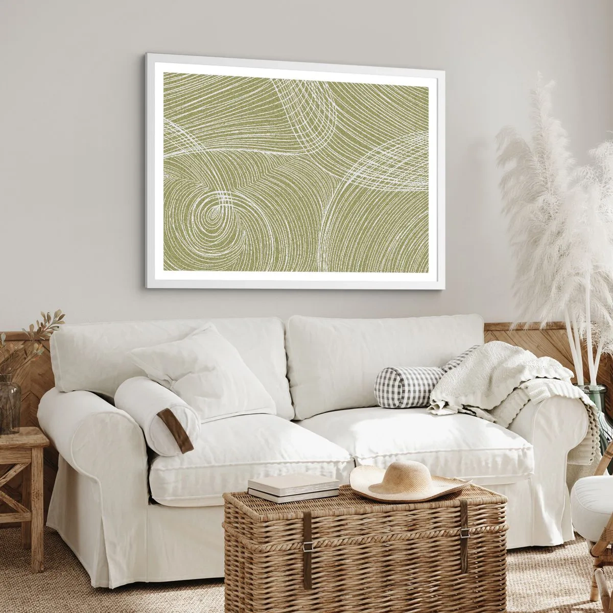 Poster in white frmae - Intricate Abstract in White - 100x70 cm