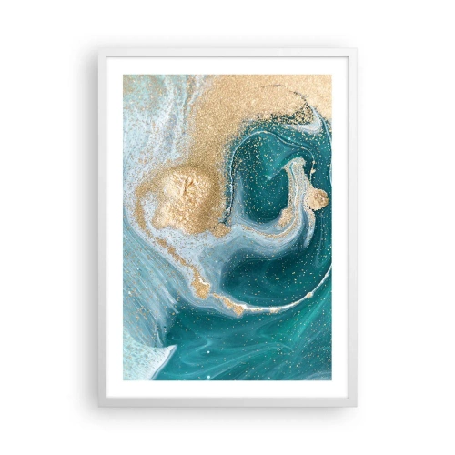 Poster in white frmae - Swirl of Gold and Turquiose - 50x70 cm