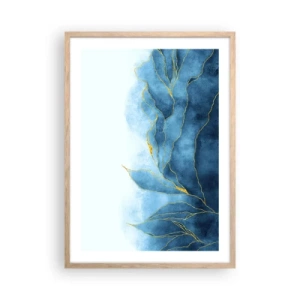 Poster in light oak frame - Blue In Gold - 50x70 cm