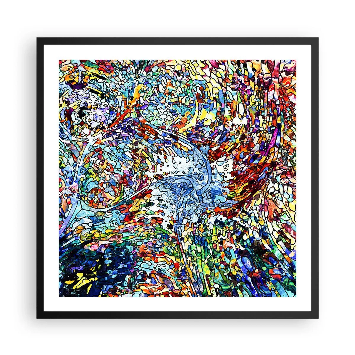 Poster in black frame - Stained Glass with Drops - 60x60 cm