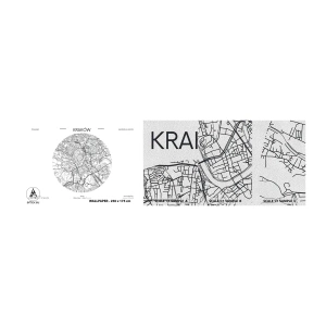 Photo Wallpaper Sample Premium Sand - Anatomy of Crocow - Map, Cracow, Poland - 100x30 cm