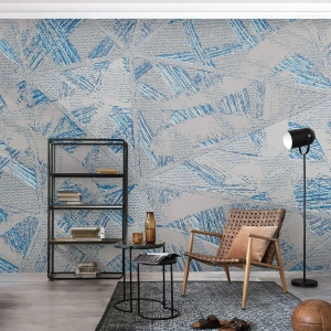 Self-Adhesive Photo Wallpaper Deluxe Sticker - In Blue and Grey Maze - Scribbles, Bright, Chaos - 350x256 cm