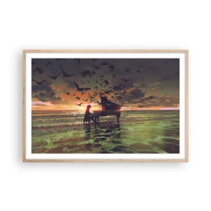 Poster in light oak frame - Concert for Piano and Waves - 91x61 cm