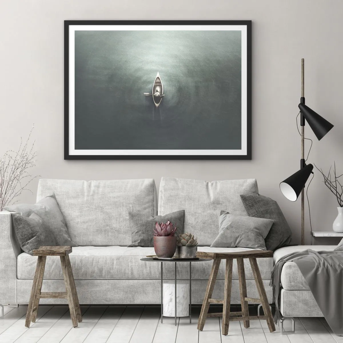 Poster in black frame - Through Moon Lake - 40x30 cm