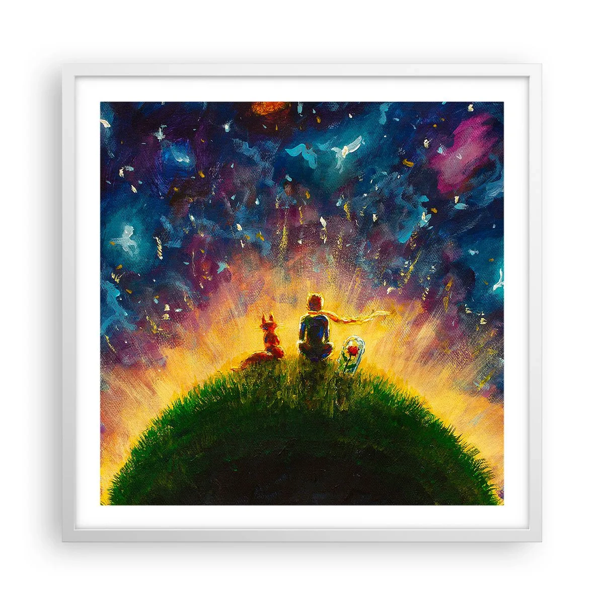 Poster in white frmae - Love and Friendship - Whole World - 60x60 cm