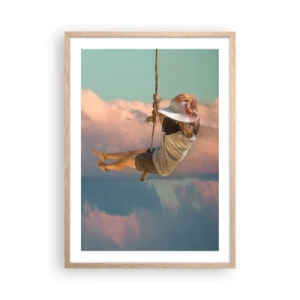 Poster in light oak frame - Fun in the Clouds - 50x70 cm