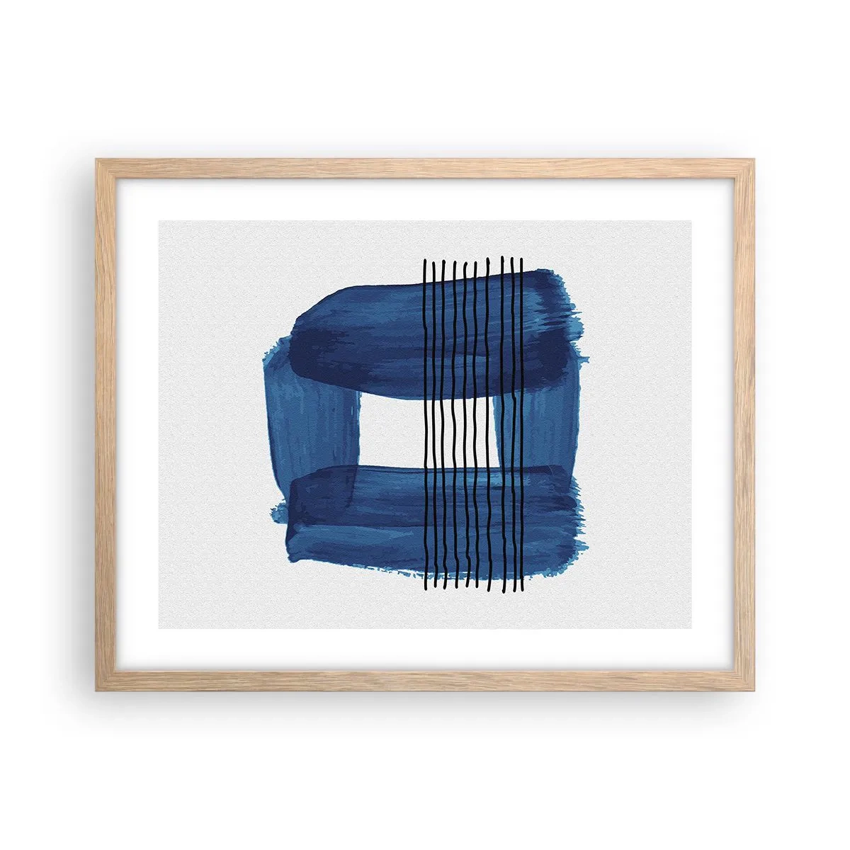 Poster in light oak frame - Blue and Black Composition - 50x40 cm