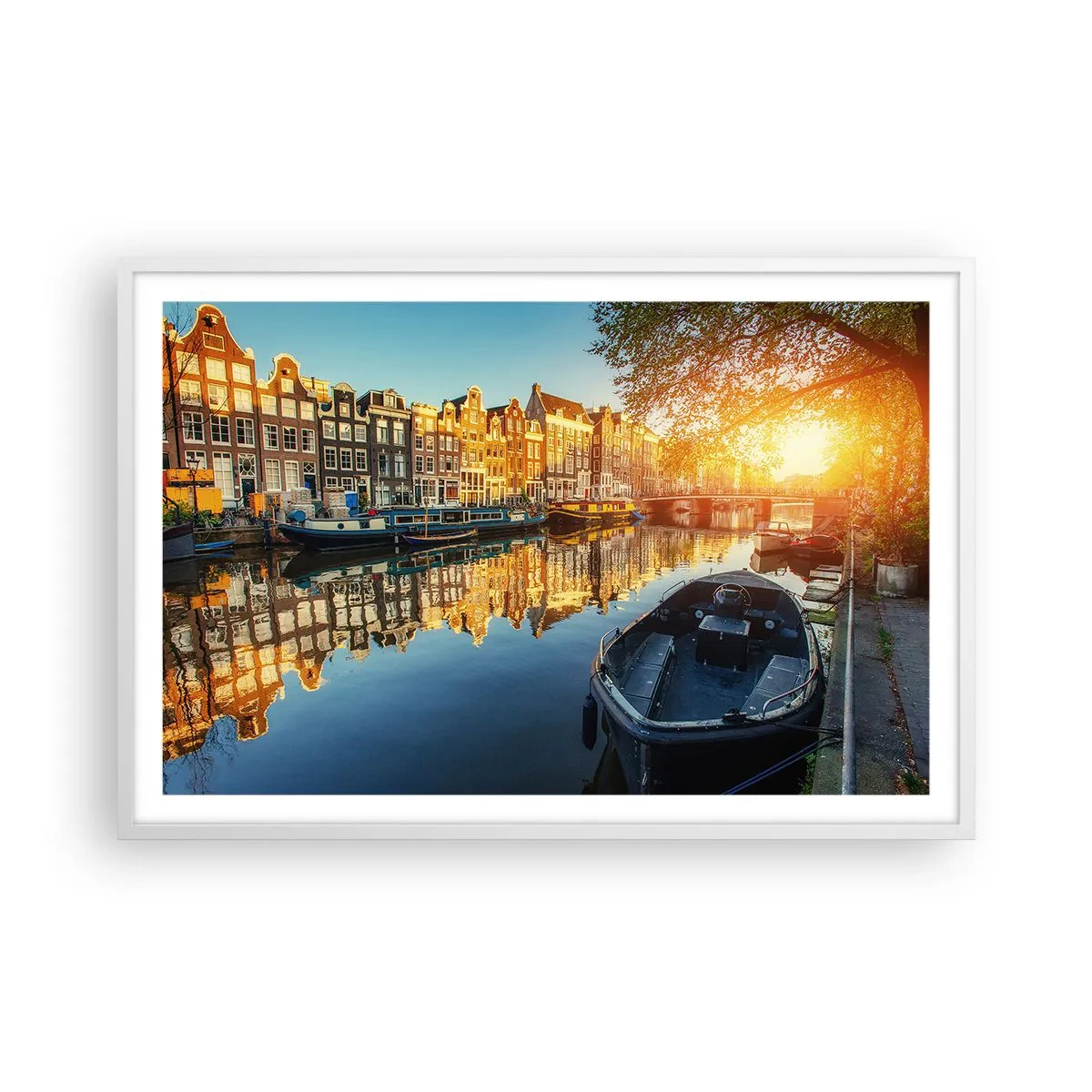 Poster in white frmae - Morning in Amsterdam - 91x61 cm