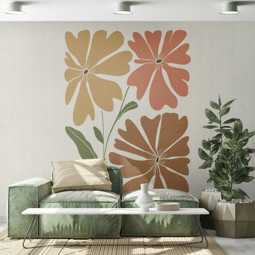 Photo Wallpaper Premium Canvas - Nature and Geometry - Boho, Flowers, Minimalism - 450x315 cm