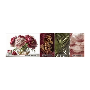 Photo Wallpaper Sample Self-Adhesive Deluxe Sticker - In Full Bloom of Beauty - Bouquet of flowers, Vase, Peonies - 100x30 cm
