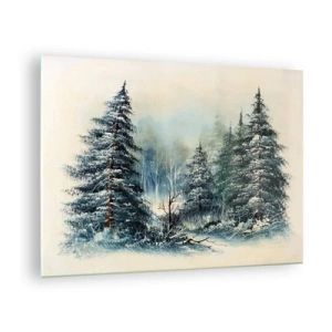 Glass picture - Winter forest with snow-covered trees against the sky - 70x50cm - Ready for Christmas - Modern wall decoration for the living room and bedroom ARTTOR