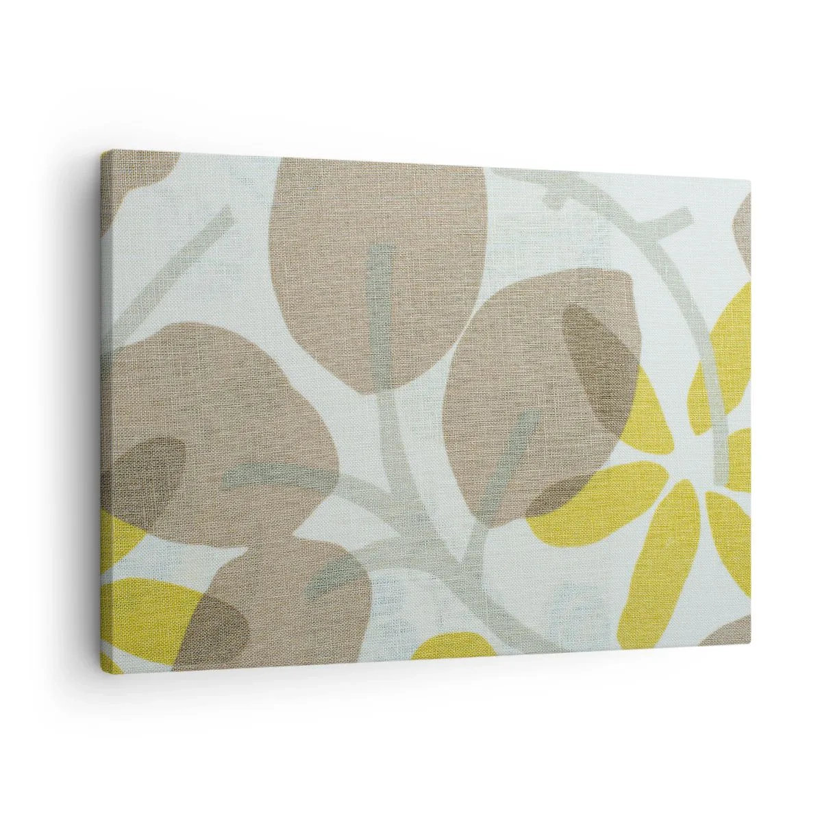 Canvas picture - Abstract leaves in shades of beige and yellow - 70x50cm - Composition in Full Sunlight - Modern wall decoration for the living room and bedroom ARTTOR