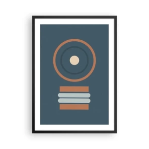 Poster in black frame - Geometric pattern with circles and rectangles in shades of blue and brown - 50x70cm - The Matter of Things - Modern wall decoration for the living room and bedroom ARTTOR