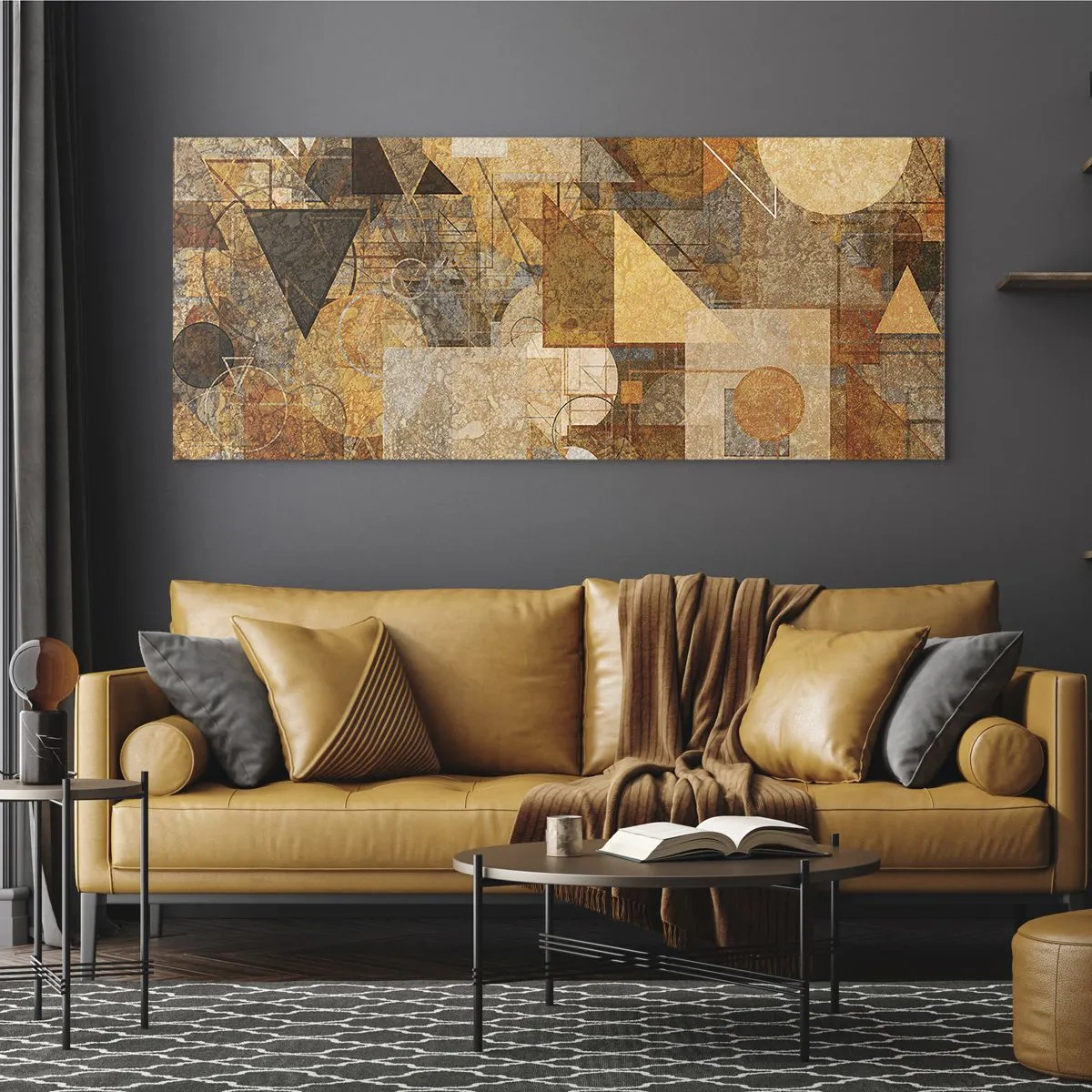 Glass picture - Cubist Study in Brown - 90x30 cm