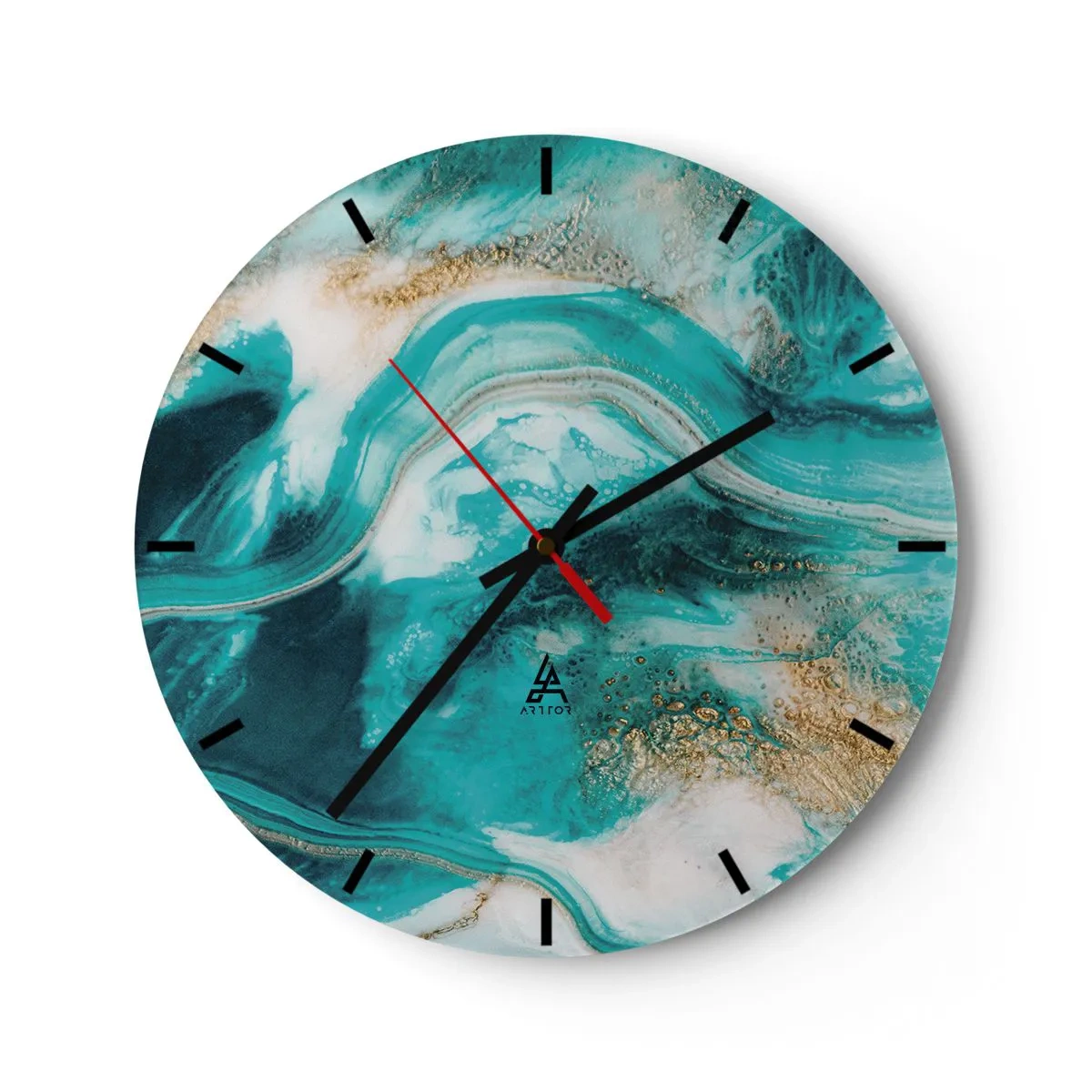 Wall clock - Clock on glass - River of Gold - 40x40 cm