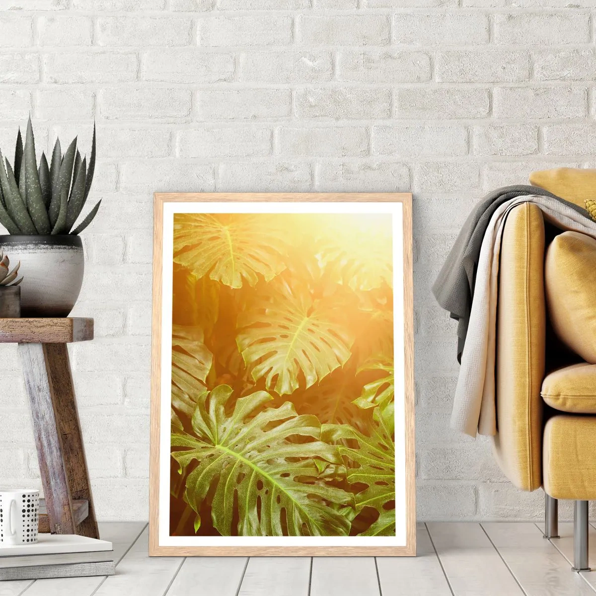 Poster in light oak frame - Walking into the Green - 30x40 cm