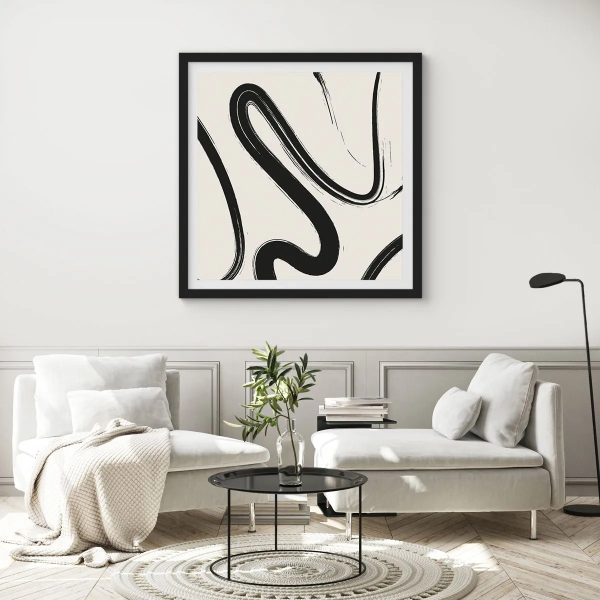 Poster in black frame - Black and White Fancy - 40x40 cm