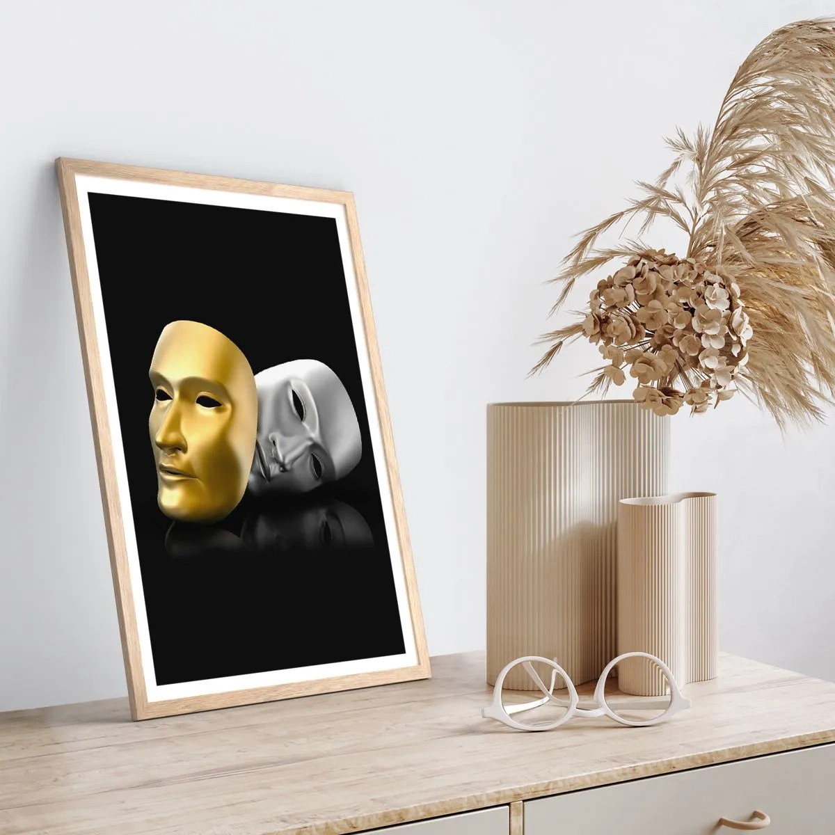 Poster in light oak frame - Life Is a Theatre - 40x50 cm