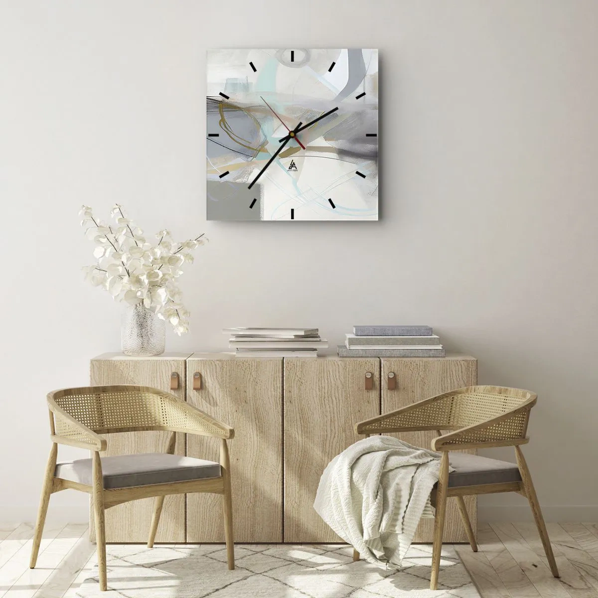 Wall clock - Clock on glass - Foggy Abstract - 40x40 cm