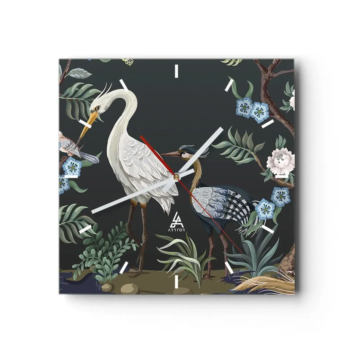 Wall clock - Clock on glass - Bird Truth - 40x40 cm