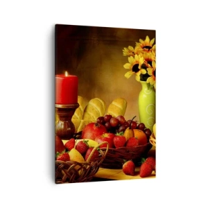 Canvas picture - Still Nature with Bread and Fruit - 50x70 cm