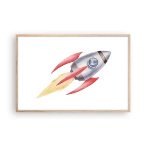 Poster in light oak frame - Higher, Faster, Further - 91x61 cm