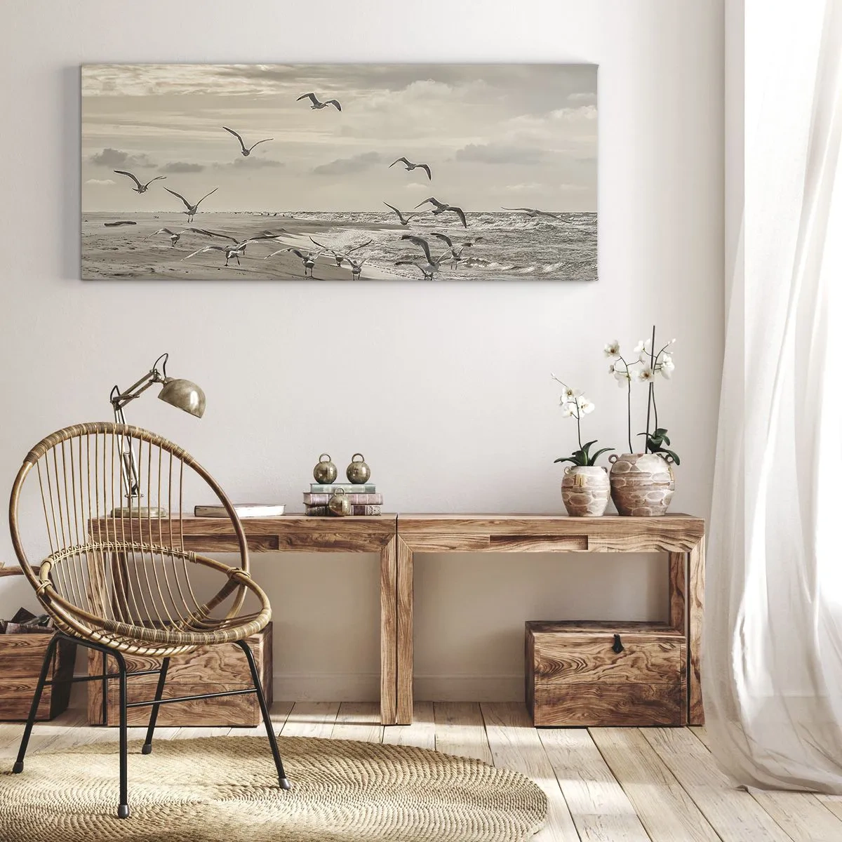 Canvas picture - Sound of the Sea, Singing of the Birds - 100x40 cm