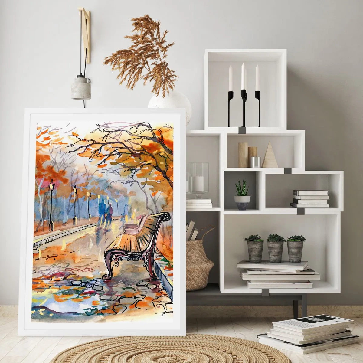 Poster in white frmae - Walking together into Autumn - 30x40 cm