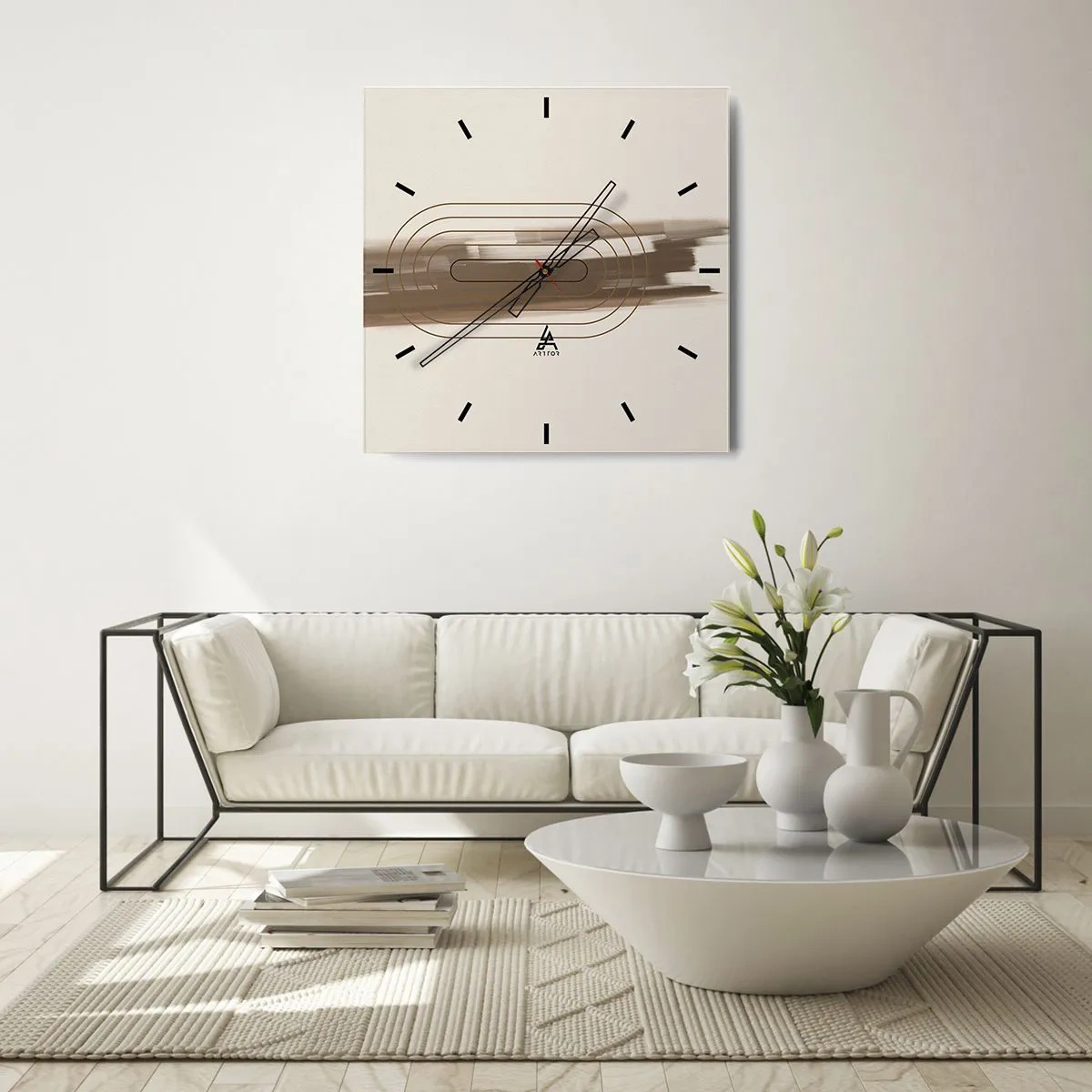 Wall clock - Clock on glass - Blast of Grey - 30x30 cm