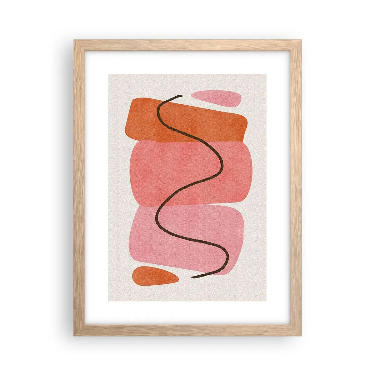 Poster in light oak frame - Gentle Movement of forms - 30x40 cm