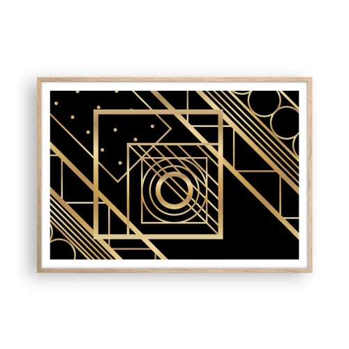 Poster in light oak frame - Golden Geometry - 100x70 cm