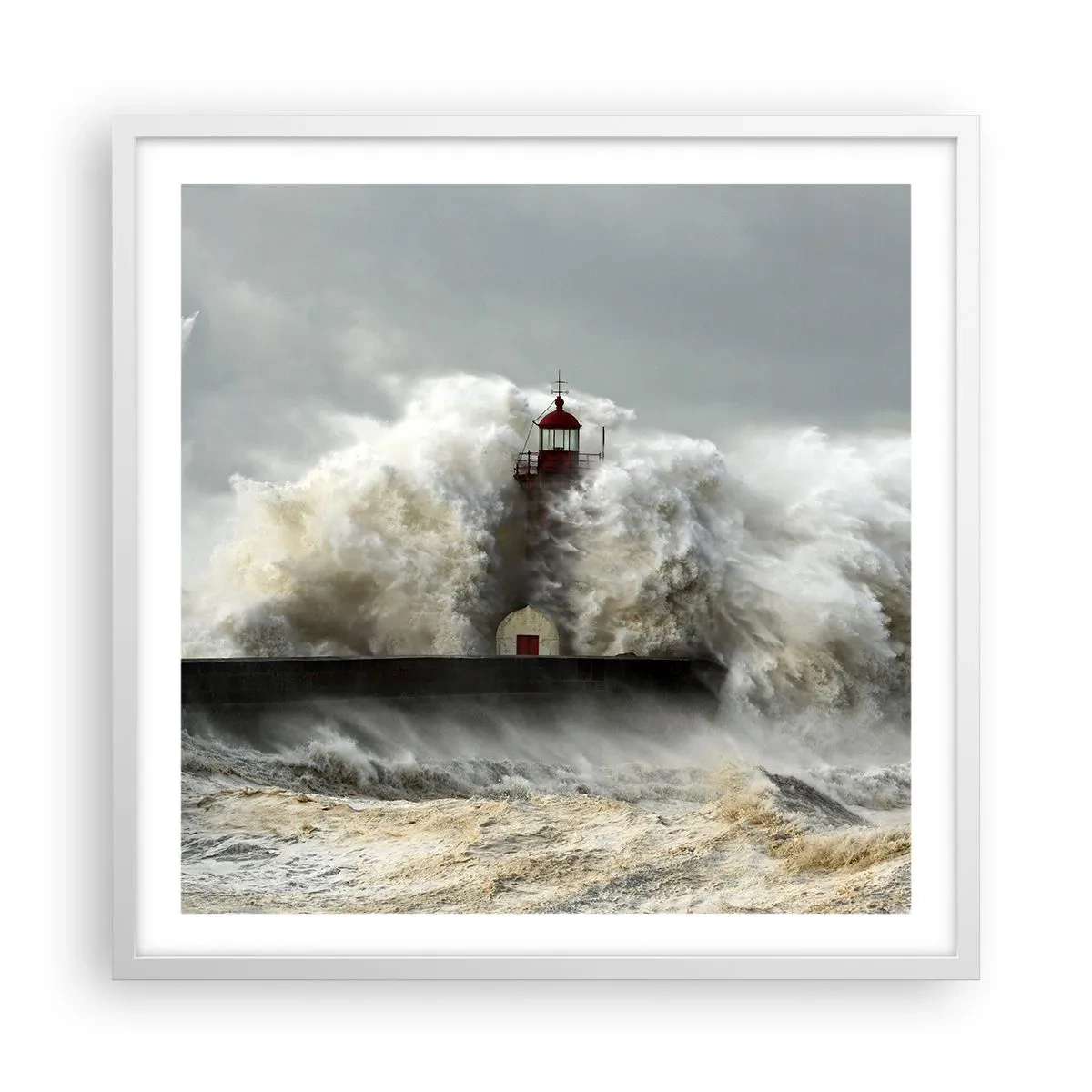 Poster in white frmae - Rage of the Ocean - 60x60 cm