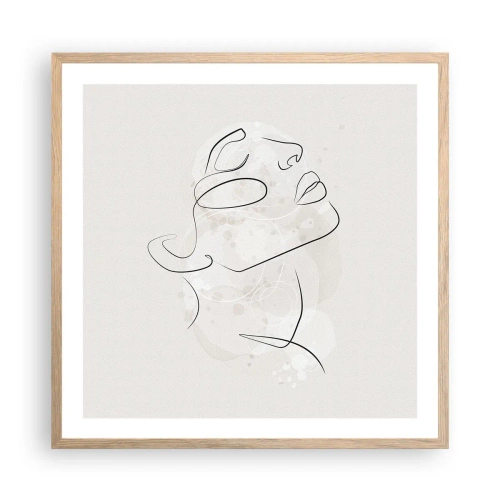 Poster in light oak frame - Outline of Happiness - 60x60 cm