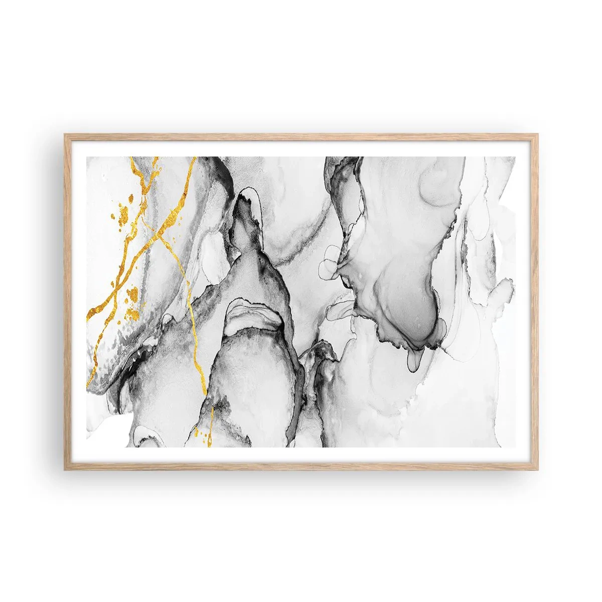 Poster in light oak frame - Composition with a Golden Motif - 100x70 cm