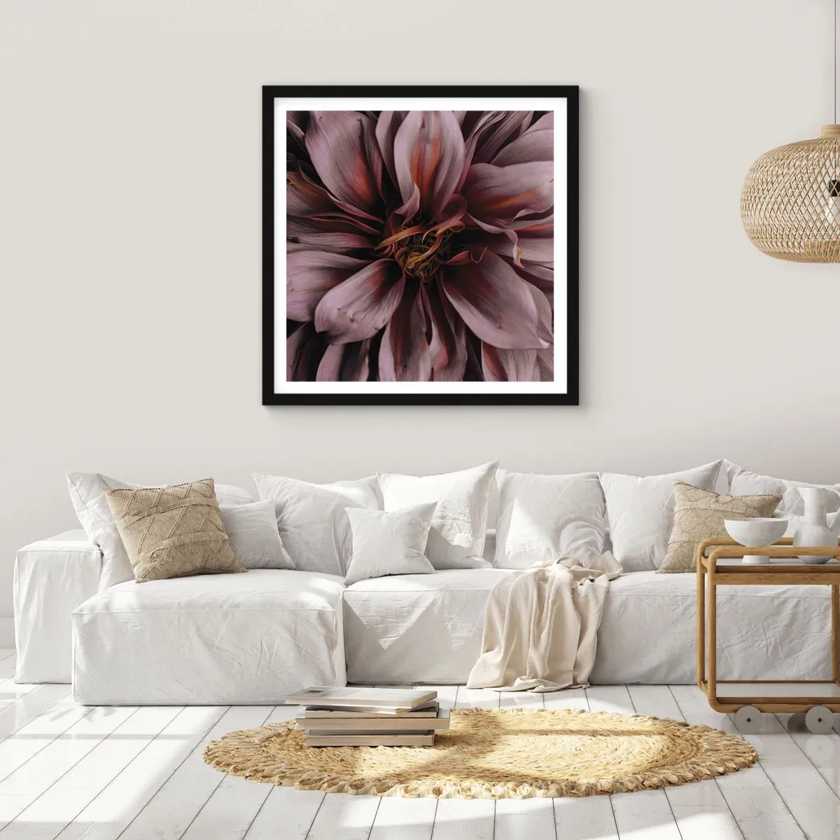 Poster in black frame - Flowery Heart - 60x60 cm