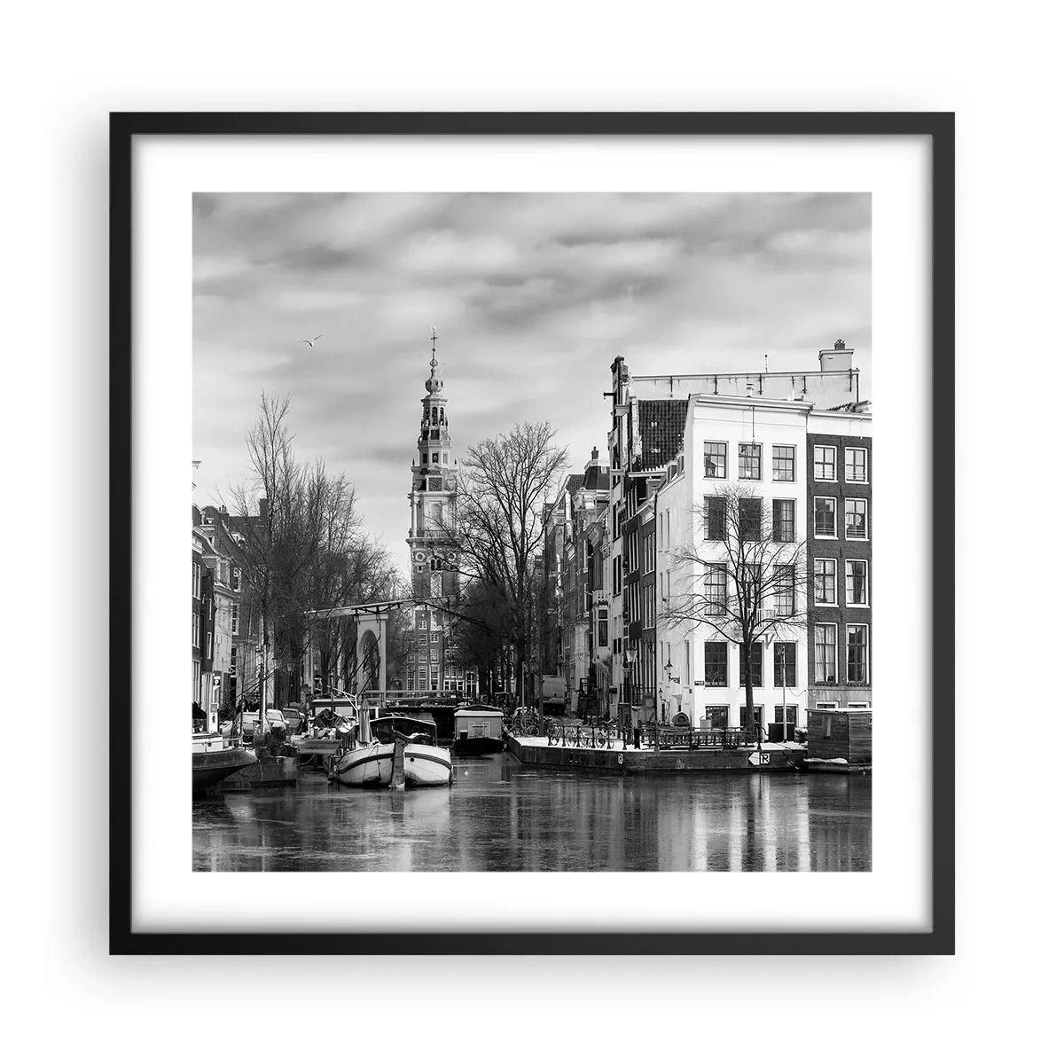 Poster in black frame - Amsterdam Atmosphere - 50x50 cm