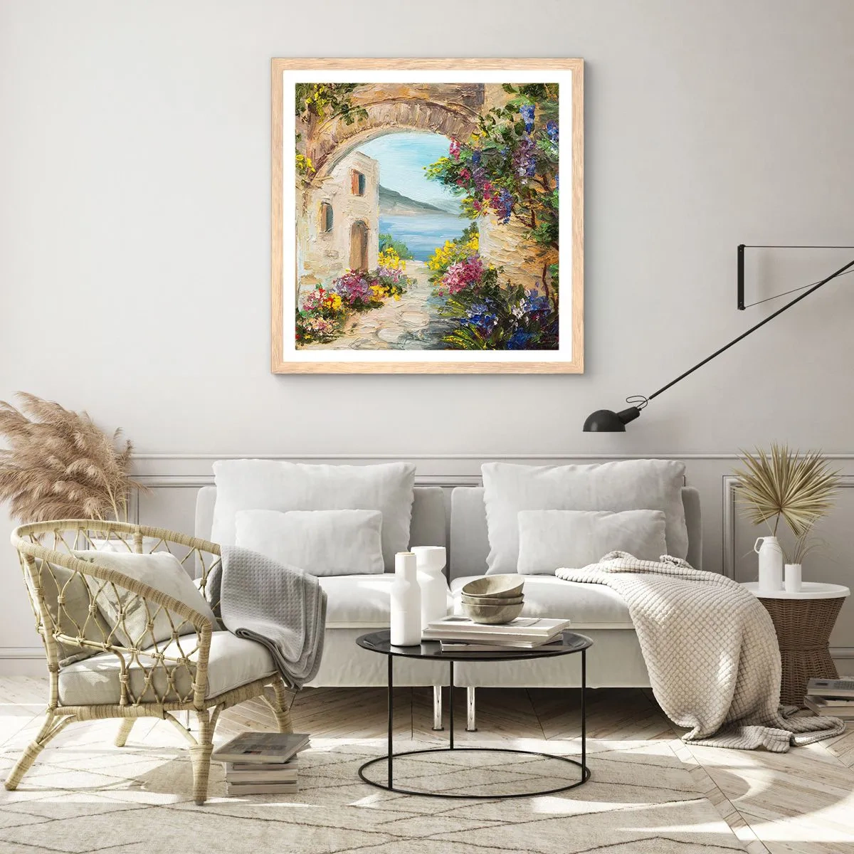 Poster in light oak frame - Charm of a Sea Province - 30x30 cm