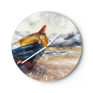 Wall clock - Clock on glass - Rest On the Shore - 40x40 cm