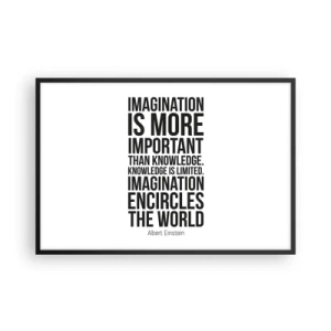 Poster in black frame - Einstein about Power of Imagination - 91x61 cm